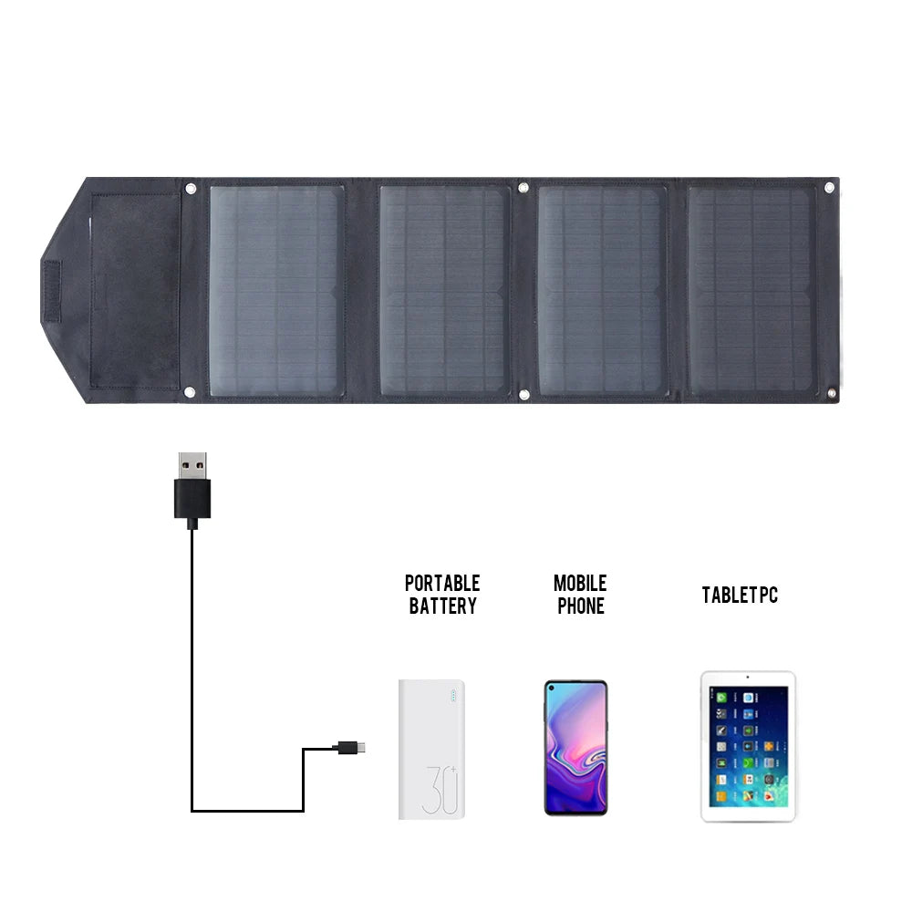 Solar Charger 30W 2 USB Solar Panel Foldable Panel Has 5V/5A Max Rate Portable solar Phone Charger Compatible USB and DC Devices