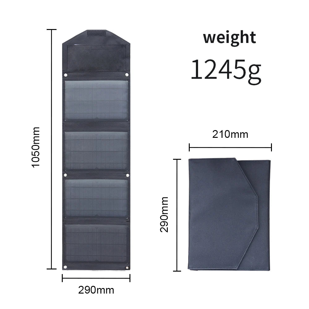 Solar Charger 30W 2 USB Solar Panel Foldable Panel Has 5V/5A Max Rate Portable solar Phone Charger Compatible USB and DC Devices