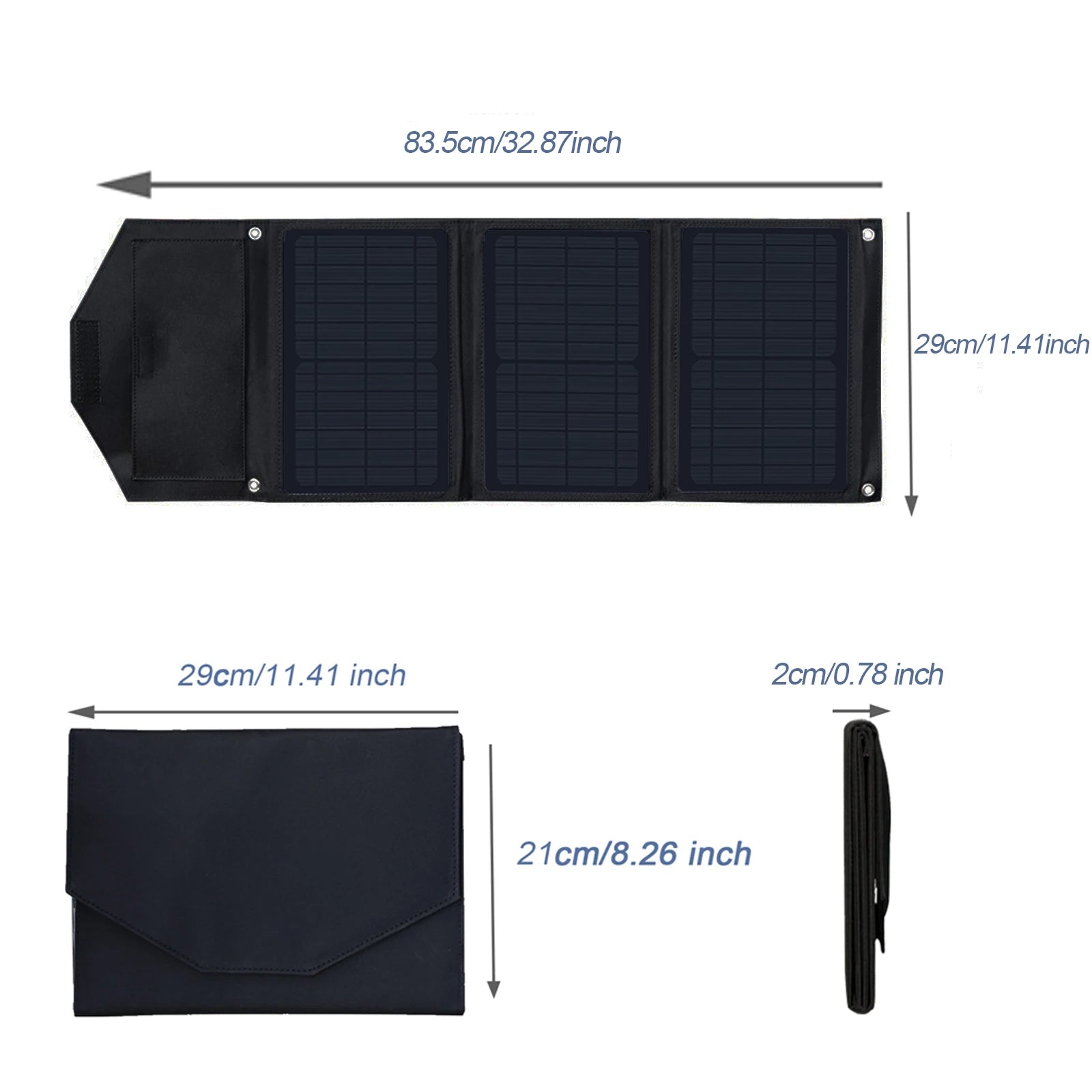 Solar Charger 30W 2 USB Solar Panel Foldable Panel Has 5V/5A Max Rate Portable solar Phone Charger Compatible USB and DC Devices