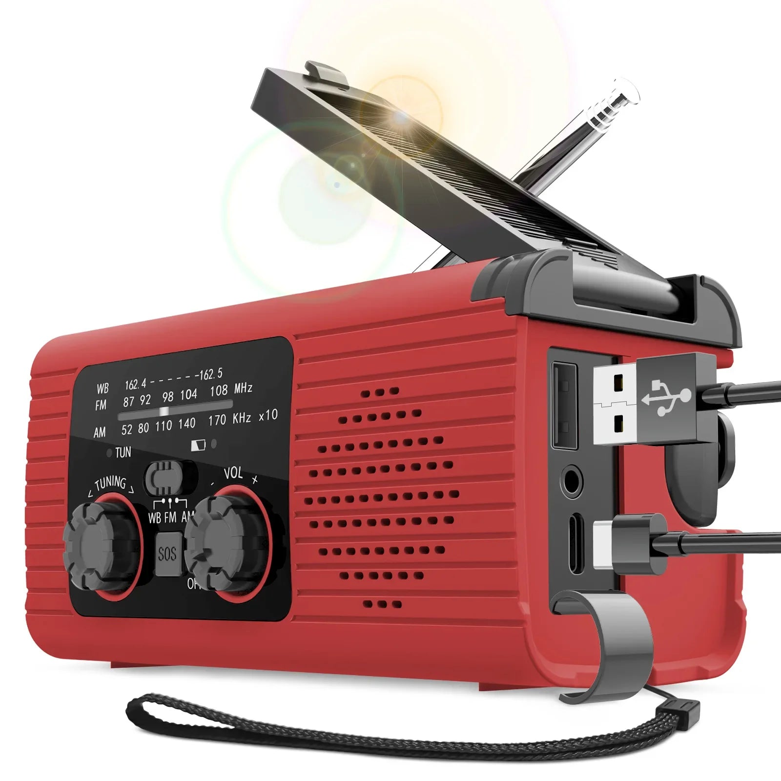 Multifunction Emergency Hand Crank AM/FM/NOAA Portable Survival Radio with 4000mAh Power Bank Solar Phone Charger LED Flashlight