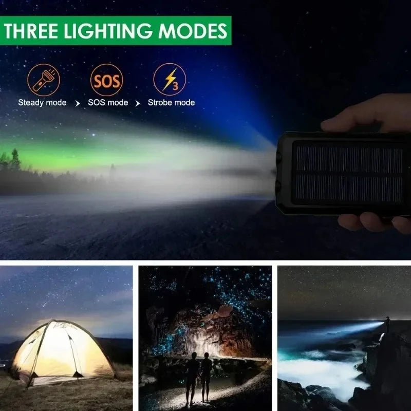 VIVO  200000mAh Waterproof Outdoor Solar Power Bank Dual USB Travel Portable Solar Phone Charger Solar Powerbanks For Camping