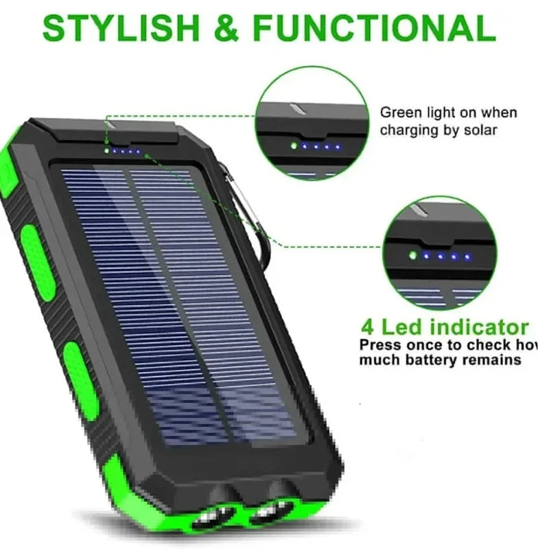 VIVO  200000mAh Waterproof Outdoor Solar Power Bank Dual USB Travel Portable Solar Phone Charger Solar Powerbanks For Camping