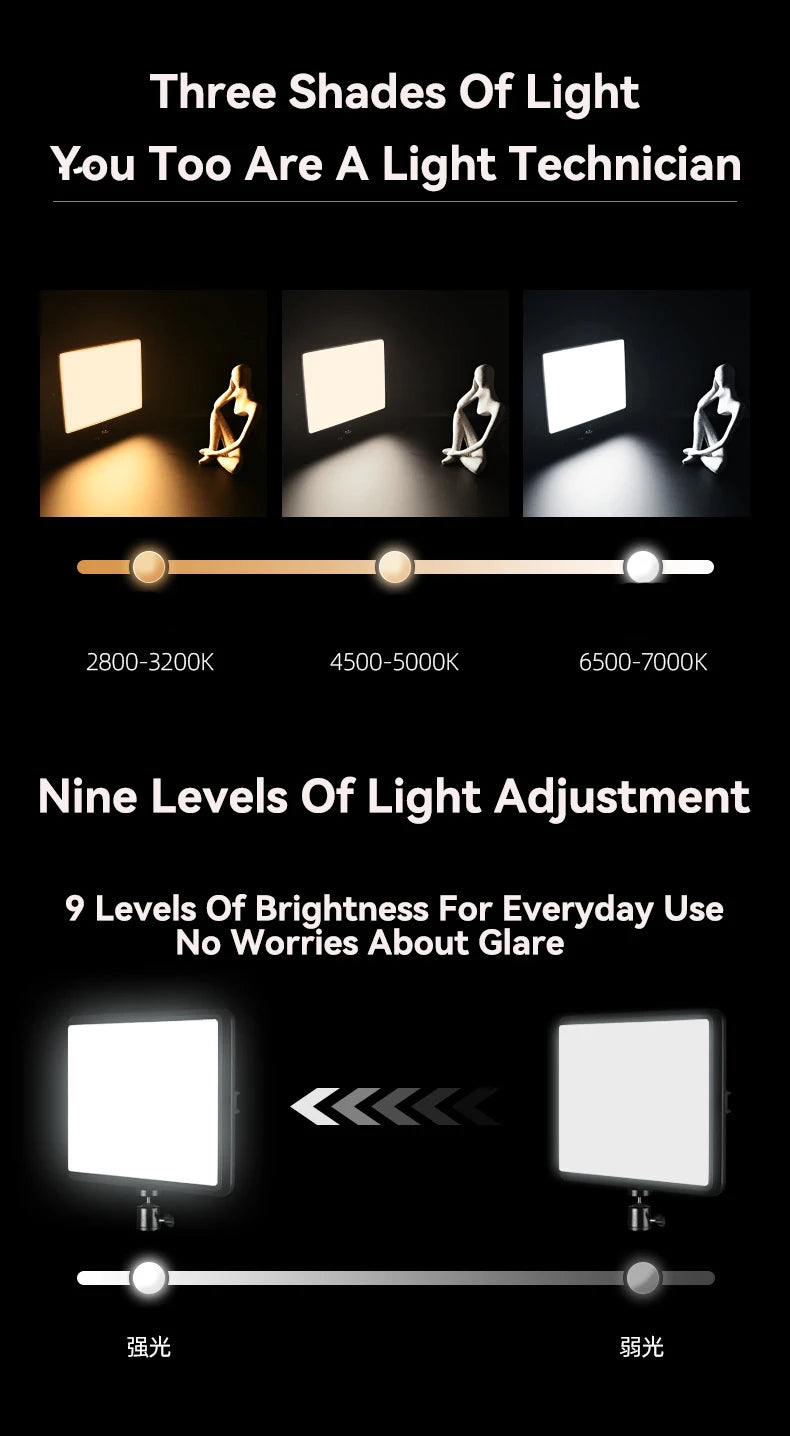 LED Video Light With Professional Tripod Stand Remote Control Dimmable Panel Lighting Studio Photo Live Photography Fill-in Lamp