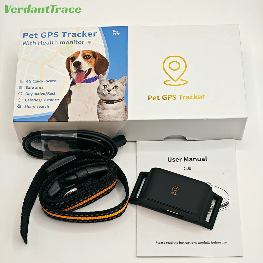 4G Pet GPS Tracker Smart Wearable Collar for Dogs Cats Real-Time GPS Wi-Fi Location Tracking IP67 Waterproof Activity Monitoring