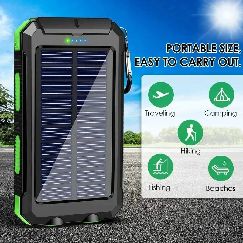 200000mAh Waterproof Outdoor Solar Power Bank Dual USB Travel Portable Solar Phone Charger Solar Powerbanks For Camping