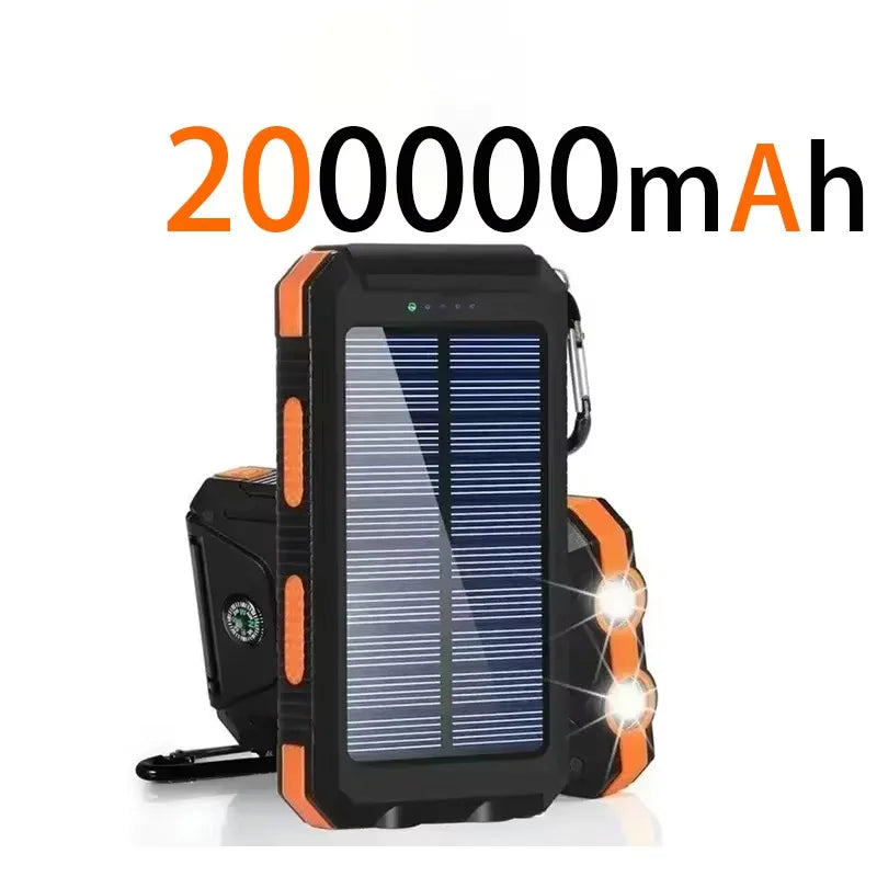 200000mAh Waterproof Outdoor Solar Power Bank Dual USB Travel Portable Solar Phone Charger Solar Powerbanks For Camping