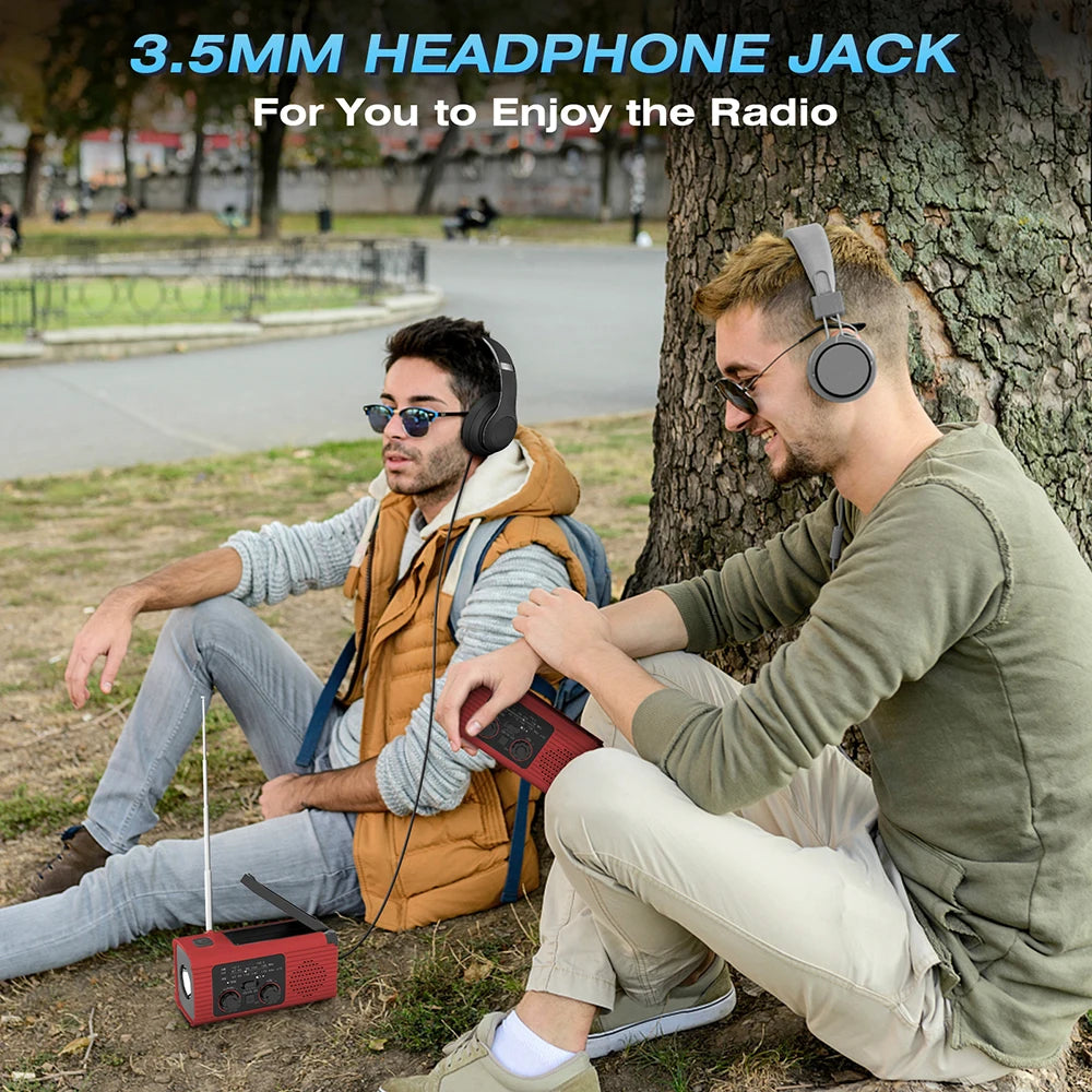 Multifunction Emergency Hand Crank AM/FM/NOAA Portable Survival Radio with 4000mAh Power Bank Solar Phone Charger LED Flashlight
