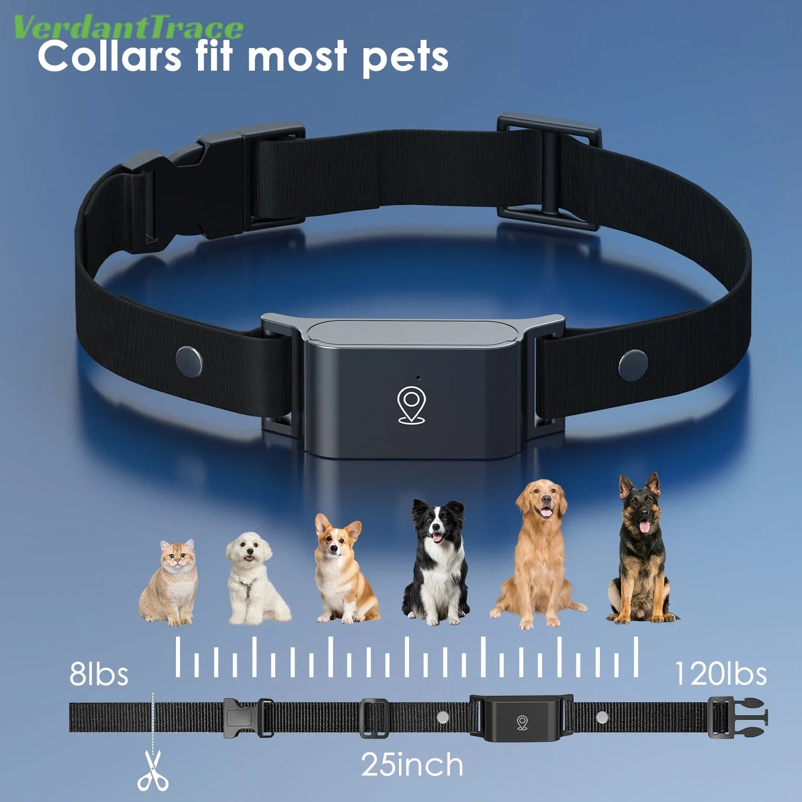 4G Pet GPS Tracker Smart Wearable Collar for Dogs Cats Real-Time GPS Wi-Fi Location Tracking IP67 Waterproof Activity Monitoring