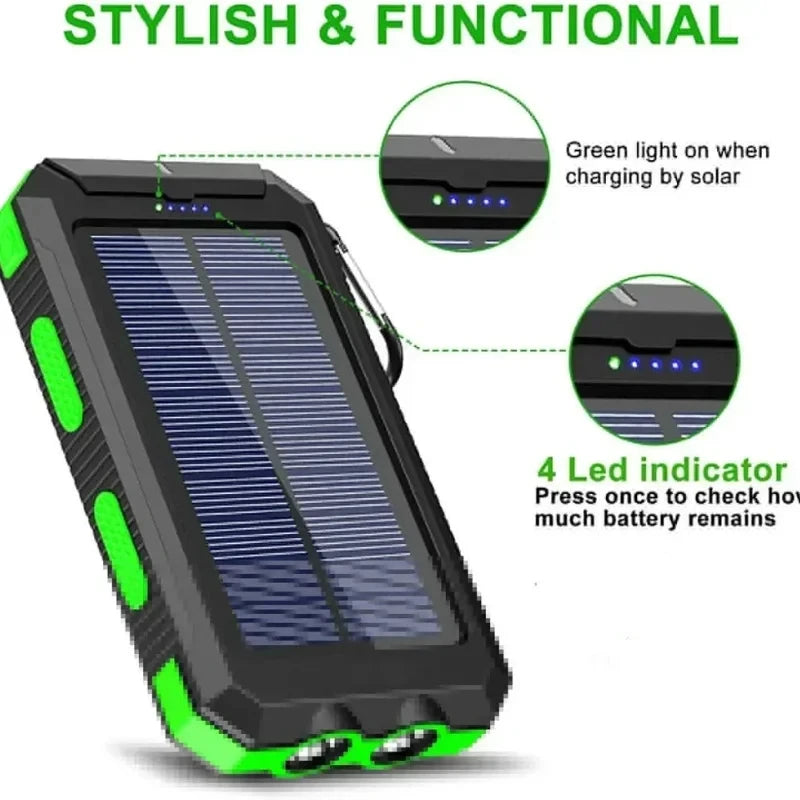 200000mAh Waterproof Outdoor Solar Power Bank Dual USB Travel Portable Solar Phone Charger Solar Powerbanks For Camping