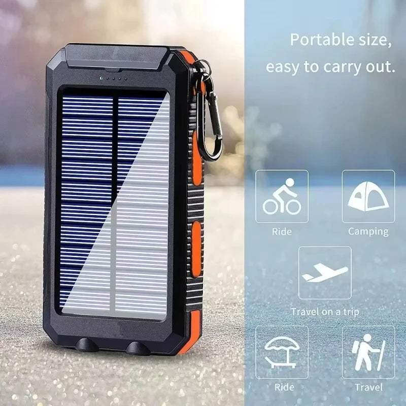 200000mAh Waterproof Outdoor Solar Power Bank Dual USB Travel Portable Solar Phone Charger Solar Powerbanks For Camping