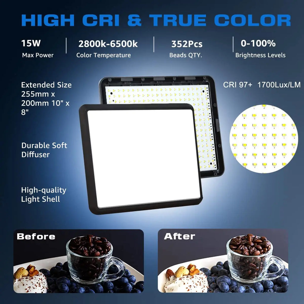 LED Video Light With Professional Tripod Stand Remote Control Dimmable Panel Lighting Studio Photo Live Photography Fill-in Lamp