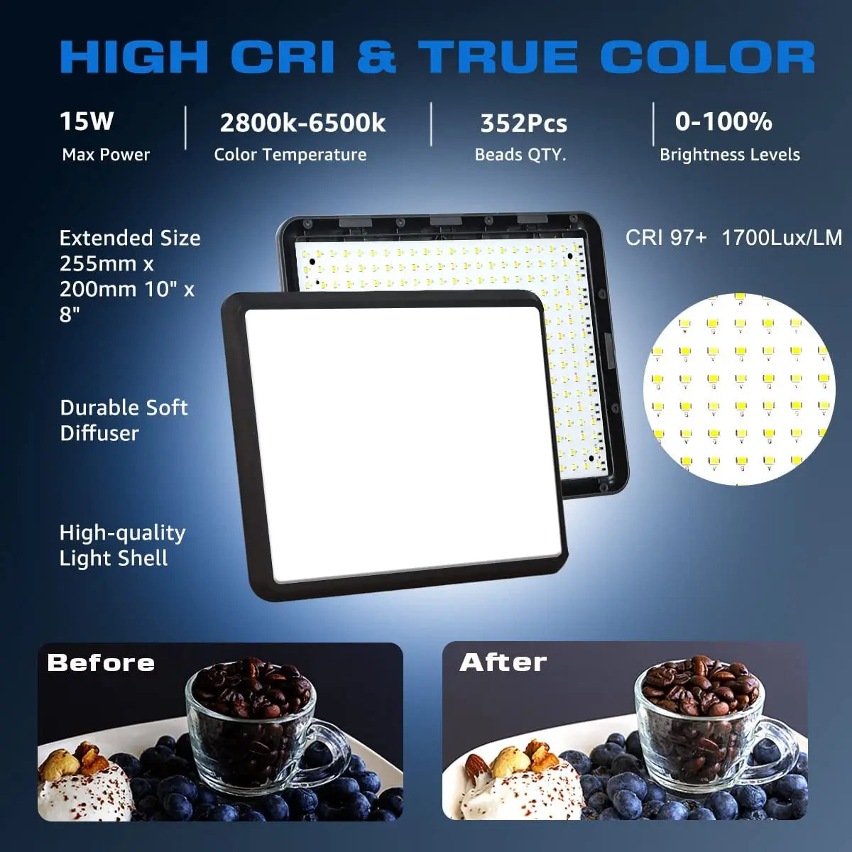 LED Video Light With Professional Tripod Stand Remote Control Dimmable Panel Lighting Studio Photo Live Photography Fill-in Lamp