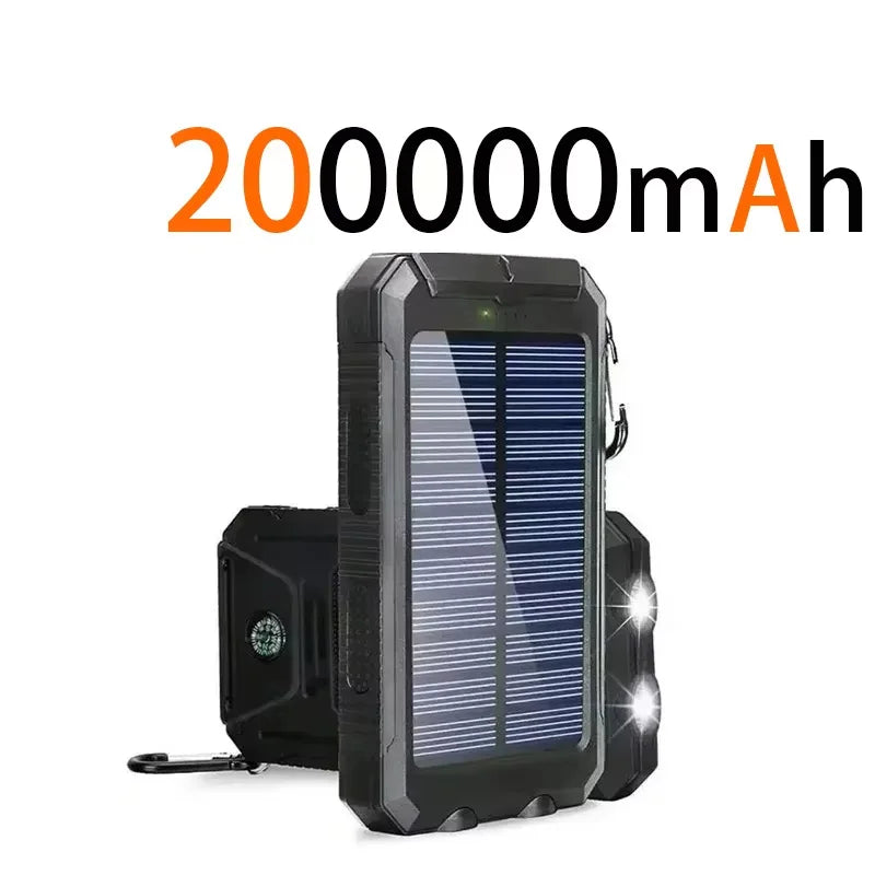 200000mAh Waterproof Outdoor Solar Power Bank Dual USB Travel Portable Solar Phone Charger Solar Powerbanks For Camping
