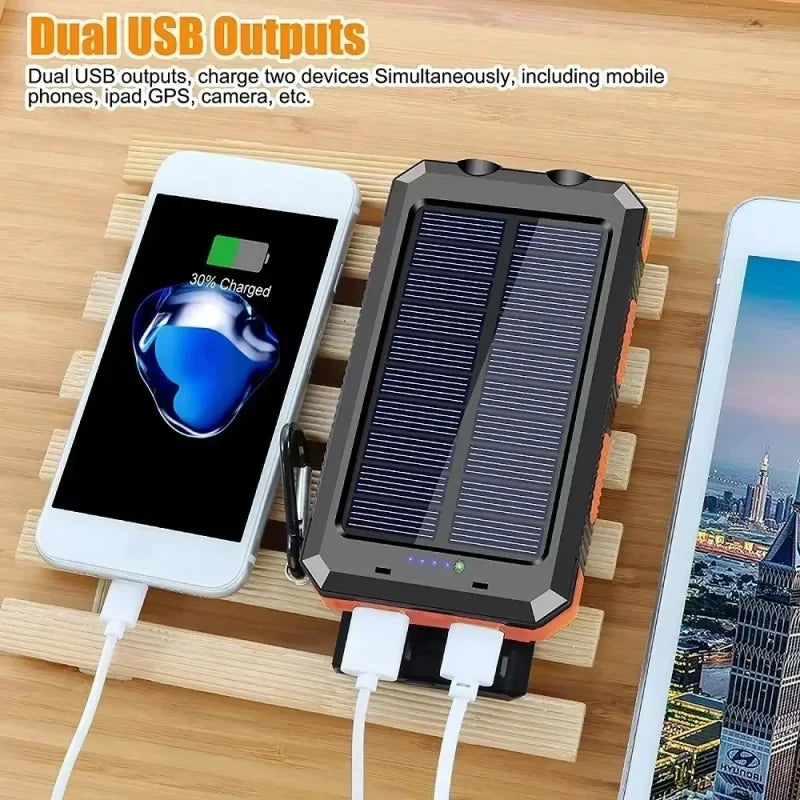 VIVO  200000mAh Waterproof Outdoor Solar Power Bank Dual USB Travel Portable Solar Phone Charger Solar Powerbanks For Camping