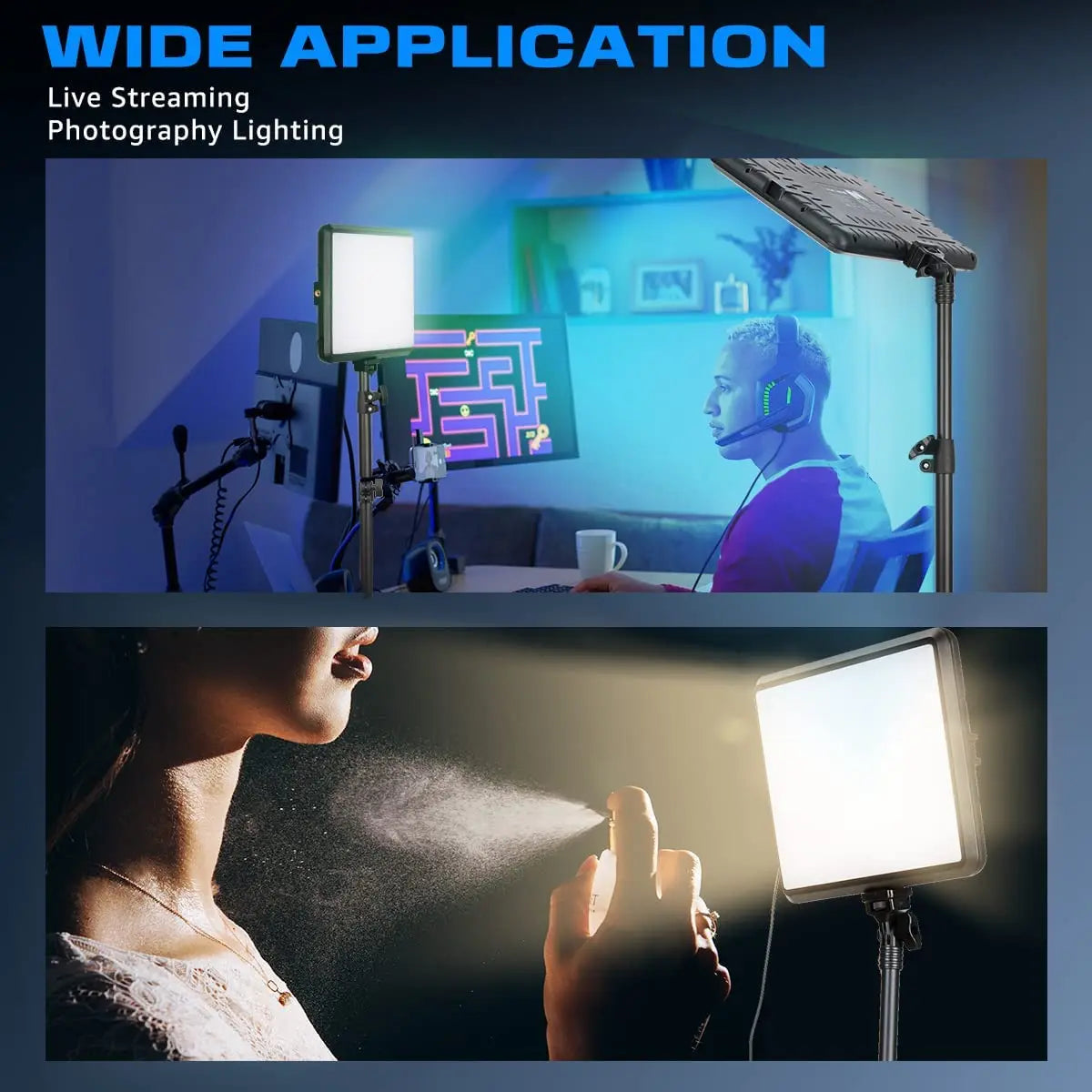 LED Video Light With Professional Tripod Stand Remote Control Dimmable Panel Lighting Studio Photo Live Photography Fill-in Lamp