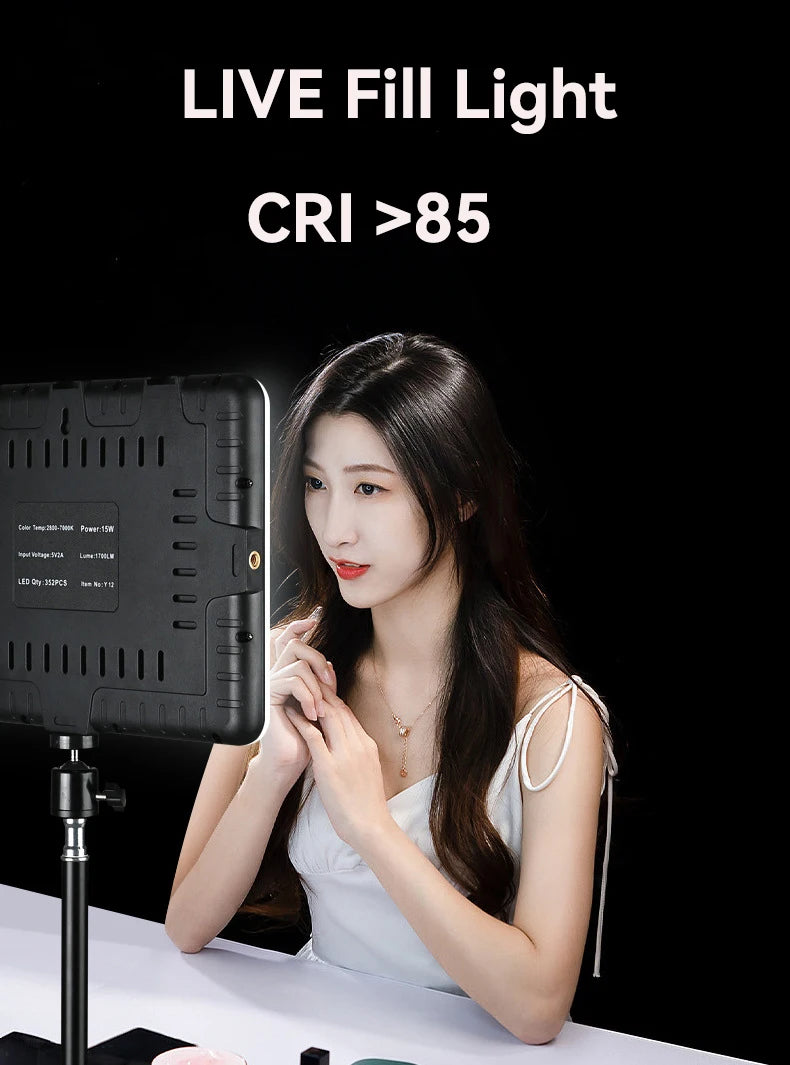 LED Video Light With Professional Tripod Stand Remote Control Dimmable Panel Lighting Studio Photo Live Photography Fill-in Lamp