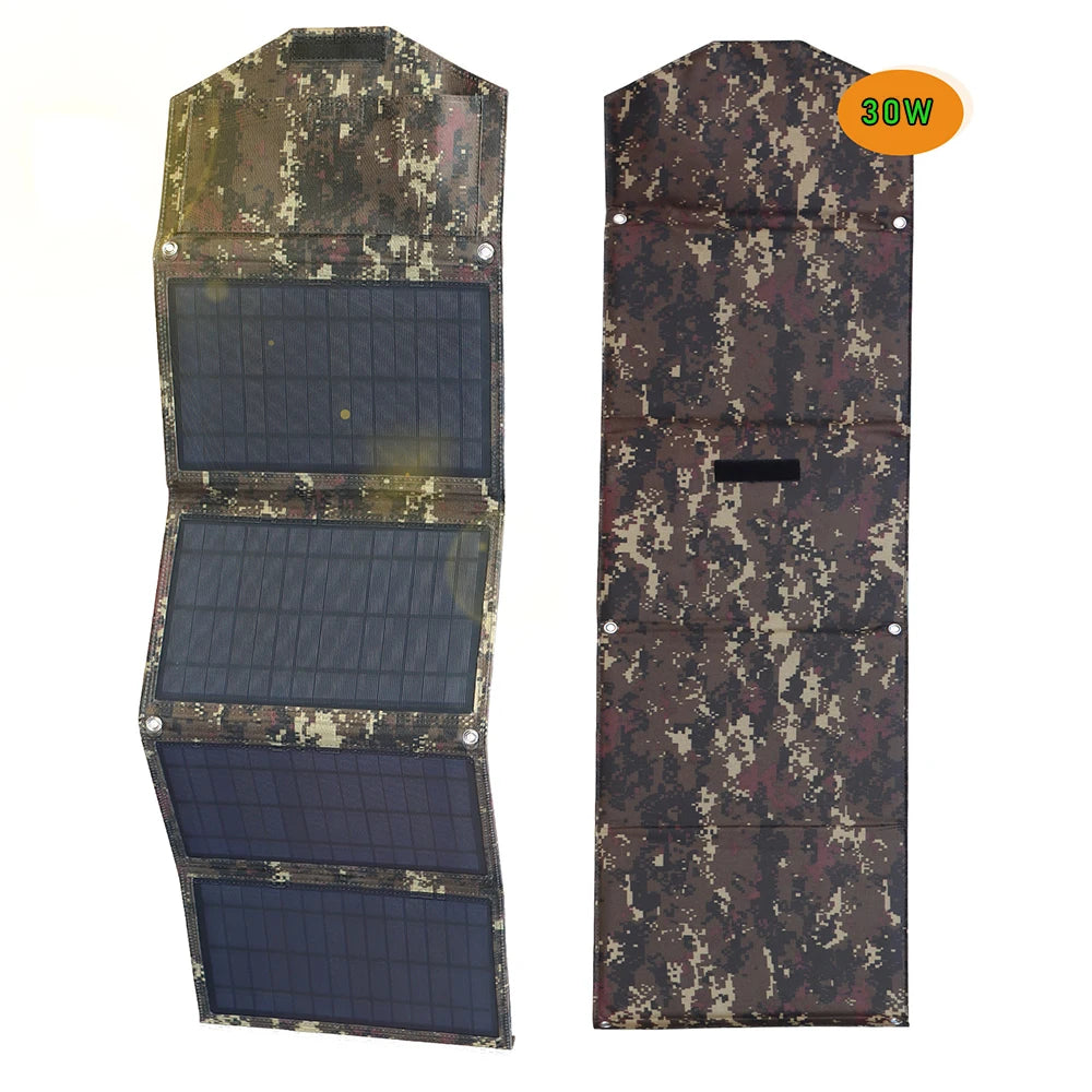 Solar Charger 30W 2 USB Solar Panel Foldable Panel Has 5V/5A Max Rate Portable solar Phone Charger Compatible USB and DC Devices