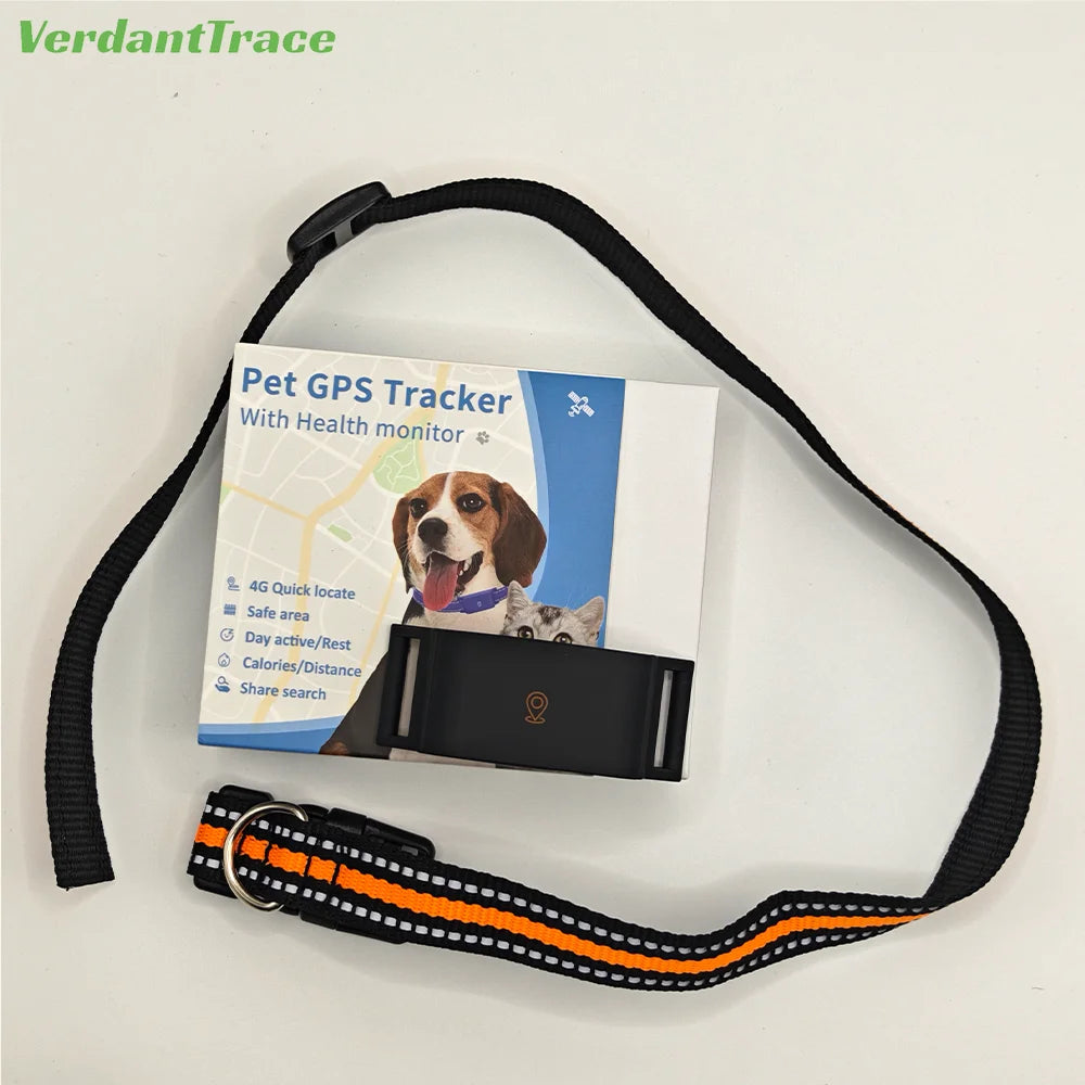 4G Pet GPS Tracker Smart Wearable Collar for Dogs Cats Real-Time GPS Wi-Fi Location Tracking IP67 Waterproof Activity Monitoring