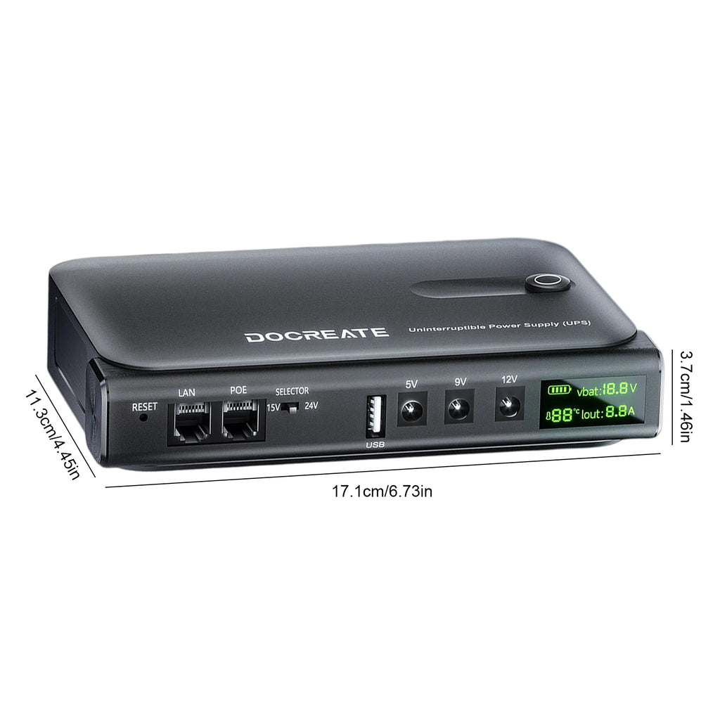 UPS Uninterruptible Power Without Battery 5V 9V/12V Backup Battery Power Supply for Router Modem Security Camera Backup Charger