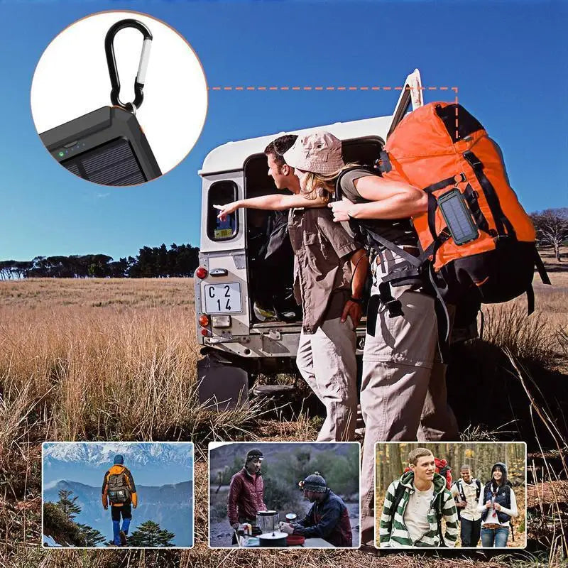 【FREEShip】Solar Charger PowerBank 10000mAh Solar Phone Charger, Portable Charger Fast Charger Dual USB Ports Bui
