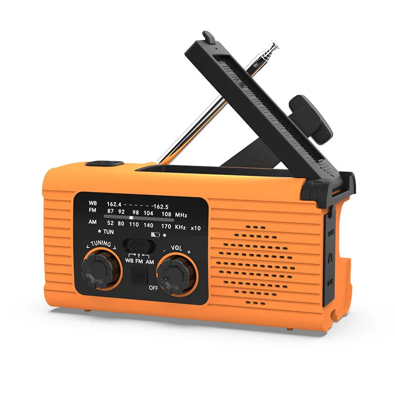 Multifunction Emergency Hand Crank AM/FM/NOAA Portable Survival Radio with 4000mAh Power Bank Solar Phone Charger LED Flashlight