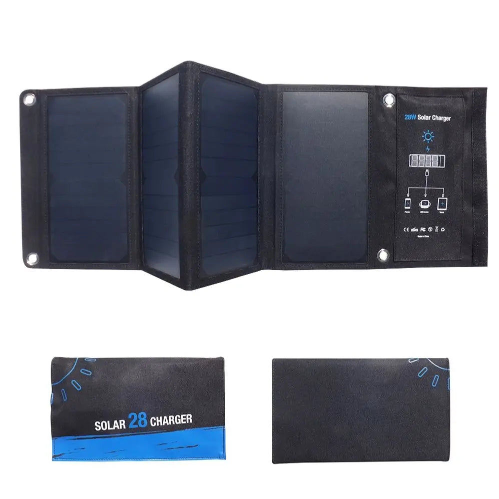 28W Folding Solar Panel 2 USB Ports Foldable Portable Solar Phone Charger with SunPower Solar Panel for mobilephone Camping