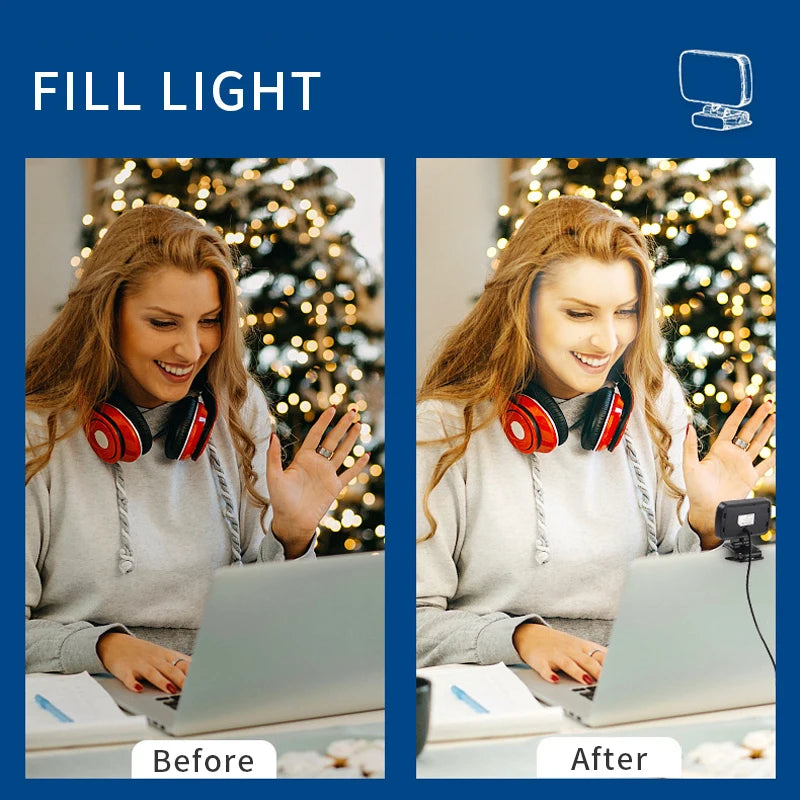 Video Conference 6500K Portable LED Video Light Cube Laptop Computer Webcam Light Zoom Call Lighting Clip for Live Streaming