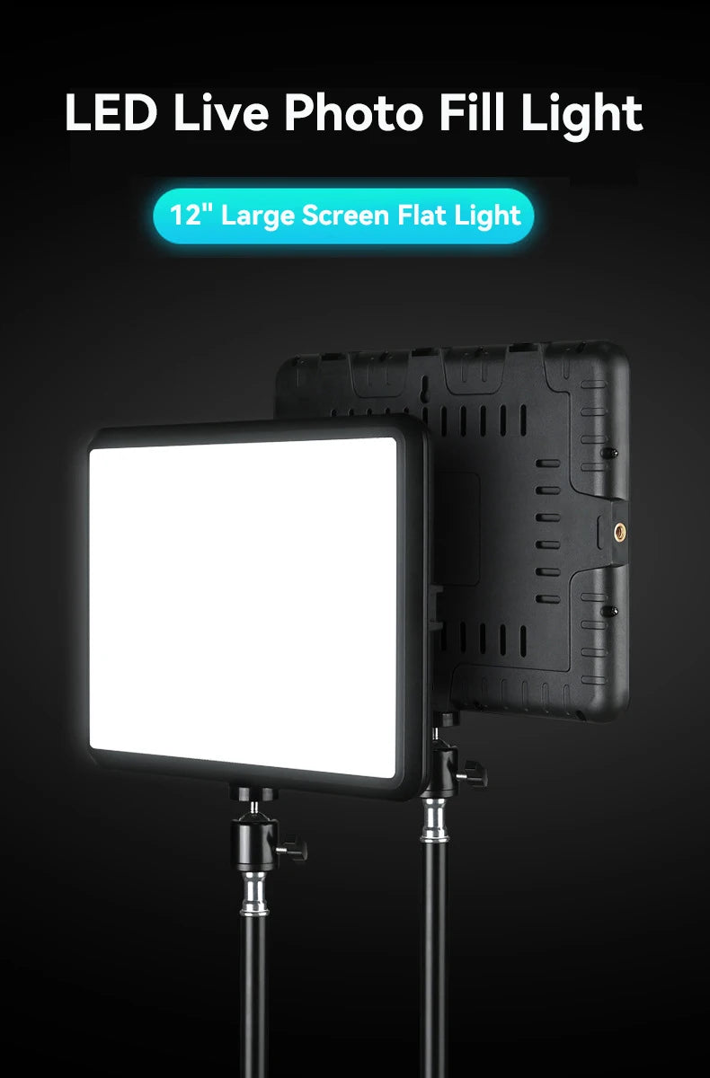 LED Video Light With Professional Tripod Stand Remote Control Dimmable Panel Lighting Studio Photo Live Photography Fill-in Lamp