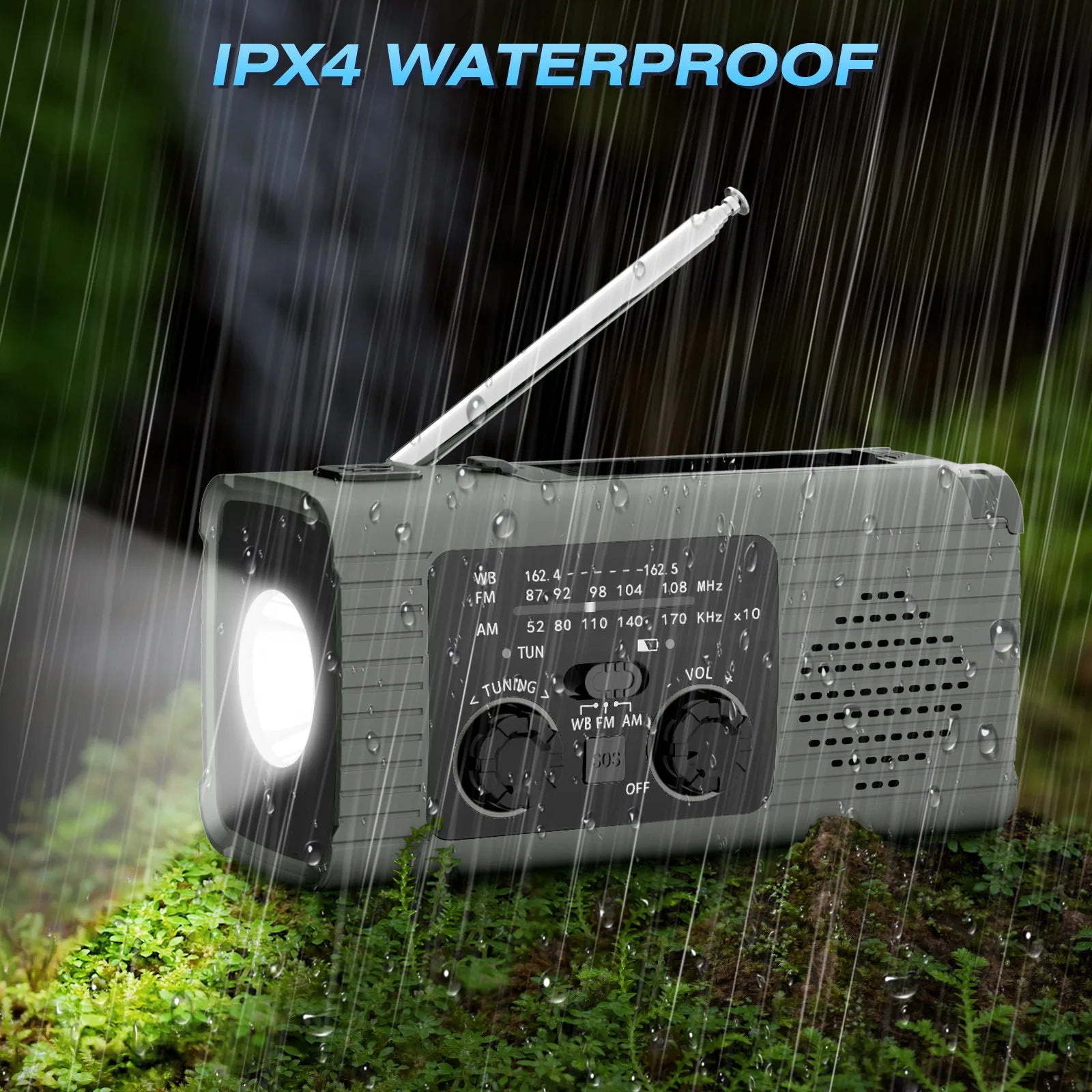 Multifunction Emergency Hand Crank AM/FM/NOAA Portable Survival Radio with 4000mAh Power Bank Solar Phone Charger LED Flashlight