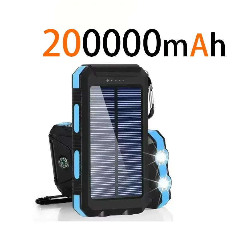 200000mAh Waterproof Outdoor Solar Power Bank Dual USB Travel Portable Solar Phone Charger Solar Powerbanks For Camping
