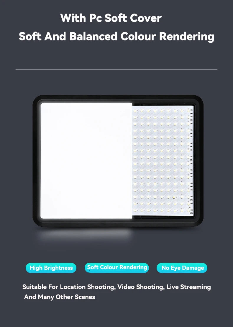 LED Video Light With Professional Tripod Stand Remote Control Dimmable Panel Lighting Studio Photo Live Photography Fill-in Lamp