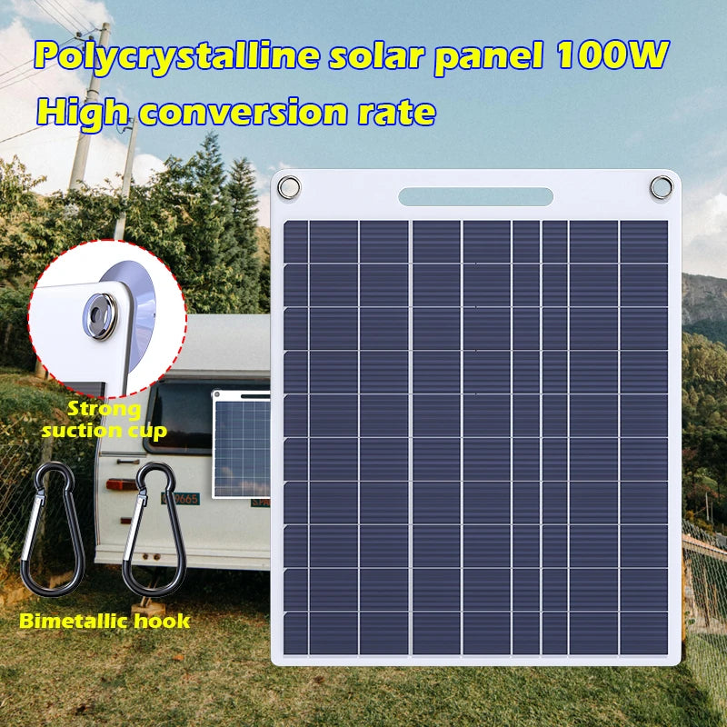 Portable Solar Phone Charger - 2 USB Ports 5V/2.4A Fast Charging for Outdoor Adventures & Emergency Power Supply