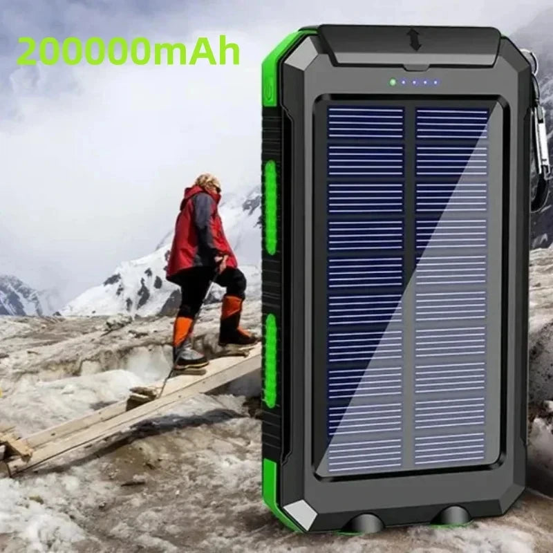 200000mAh Waterproof Outdoor Solar Power Bank Dual USB Travel Portable Solar Phone Charger Solar Powerbanks For Camping