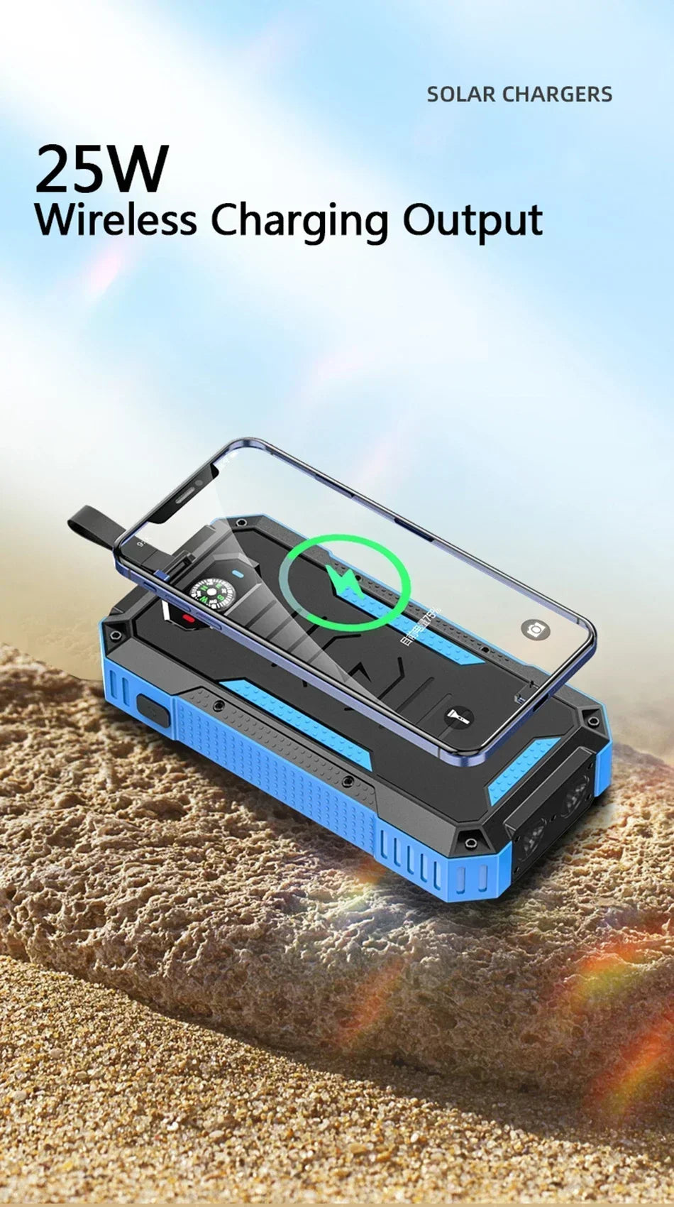 Solar panels Power bank Wireless charging solar phone charger 99000mAh with Camping Lamp Mobile Phone Charger USB Power bank