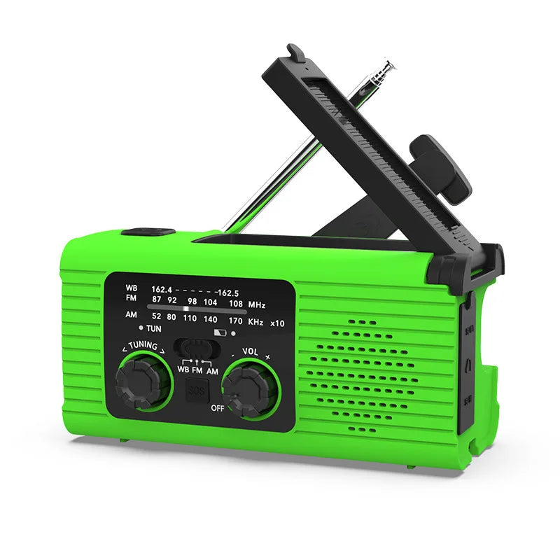 Multifunction Emergency Hand Crank AM/FM/NOAA Portable Survival Radio with 4000mAh Power Bank Solar Phone Charger LED Flashlight
