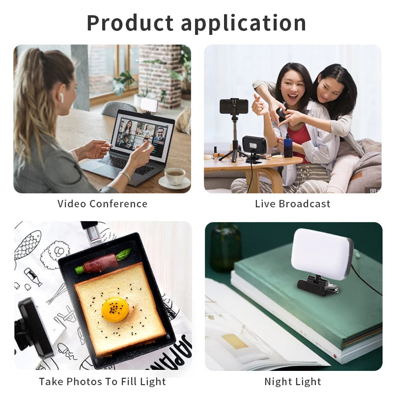 Video Conference 6500K Portable LED Video Light Cube Laptop Computer Webcam Light Zoom Call Lighting Clip for Live Streaming