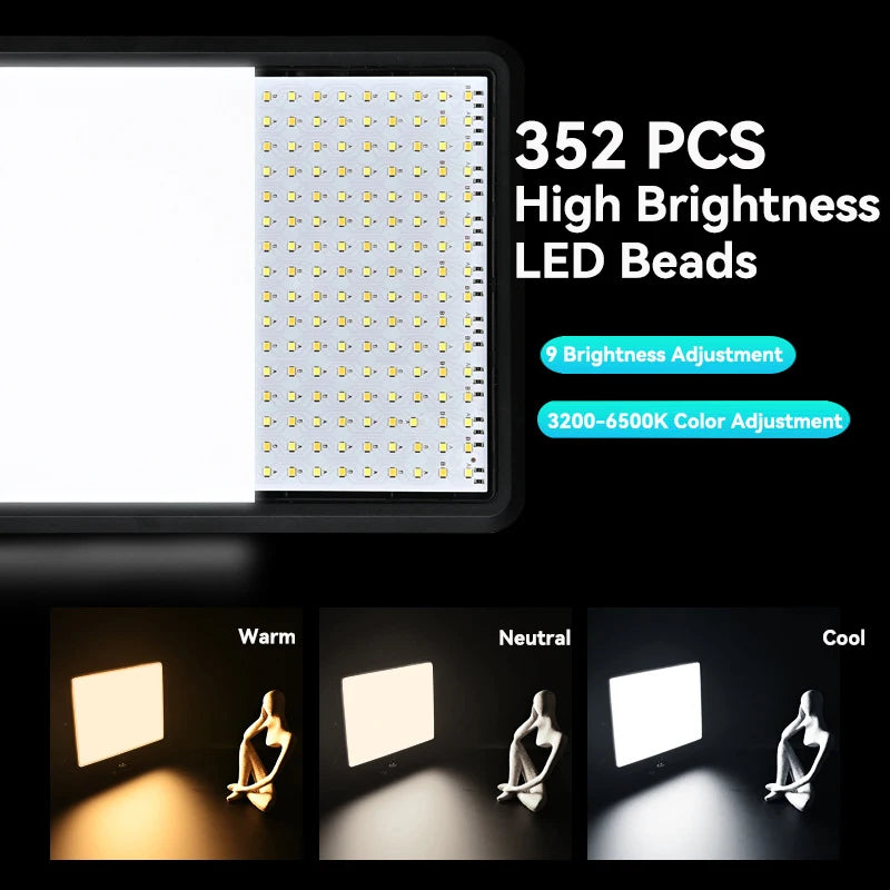 LED Video Light With Professional Tripod Stand Remote Control Dimmable Panel Lighting Studio Photo Live Photography Fill-in Lamp