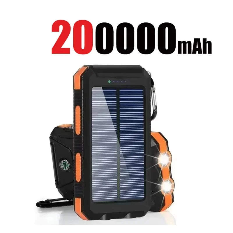 VIVO  200000mAh Waterproof Outdoor Solar Power Bank Dual USB Travel Portable Solar Phone Charger Solar Powerbanks For Camping