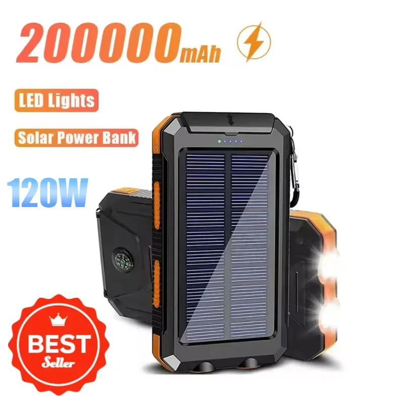 VIVO  200000mAh Waterproof Outdoor Solar Power Bank Dual USB Travel Portable Solar Phone Charger Solar Powerbanks For Camping