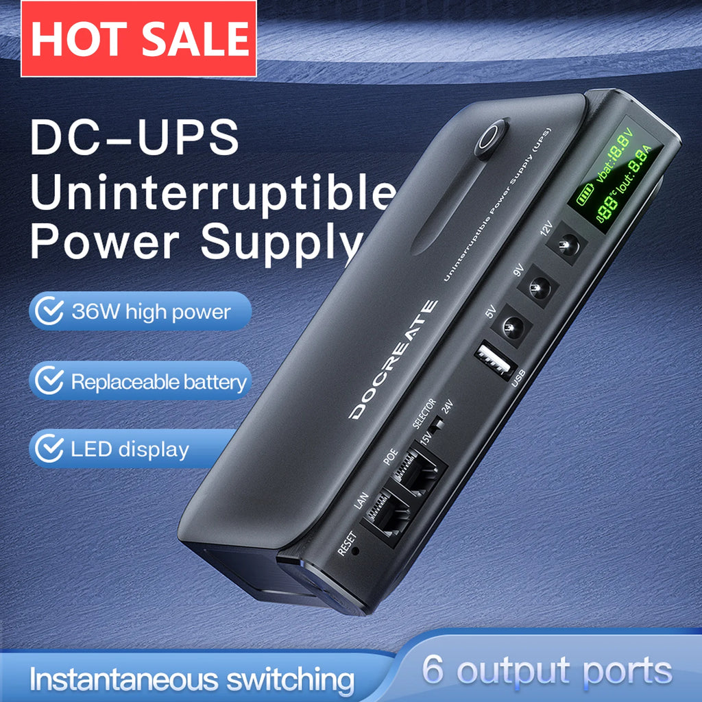 UPS Uninterruptible Power Without Battery 5V 9V/12V Backup Battery Power Supply for Router Modem Security Camera Backup Charger