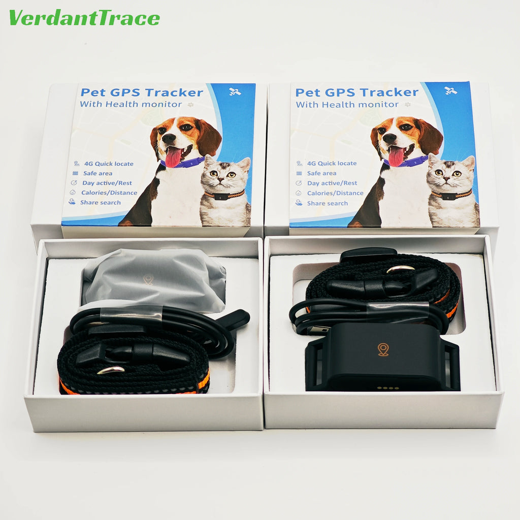 4G Pet GPS Tracker Smart Wearable Collar for Dogs Cats Real-Time GPS Wi-Fi Location Tracking IP67 Waterproof Activity Monitoring