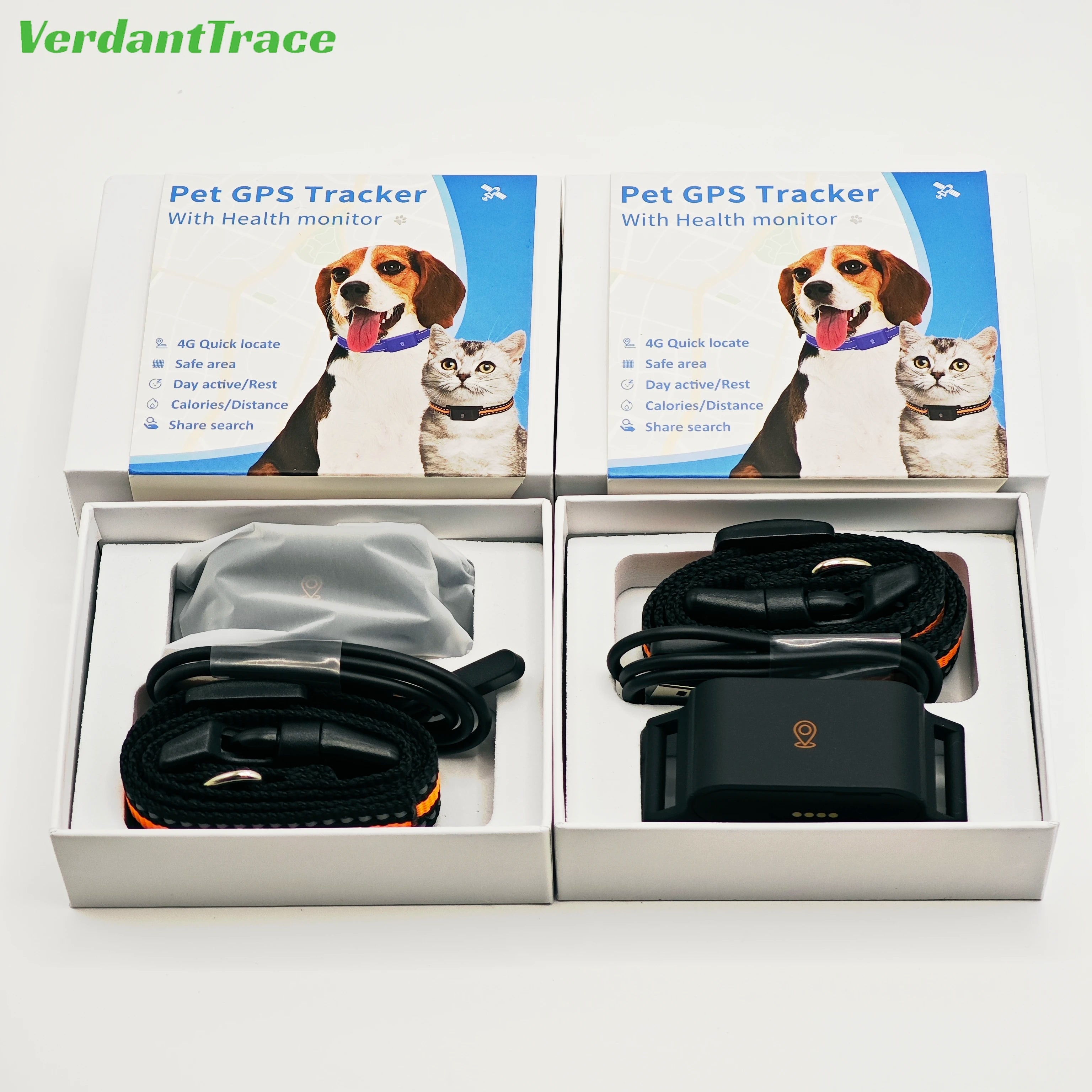 4G Pet GPS Tracker Smart Wearable Collar for Dogs Cats Real-Time GPS Wi-Fi Location Tracking IP67 Waterproof Activity Monitoring