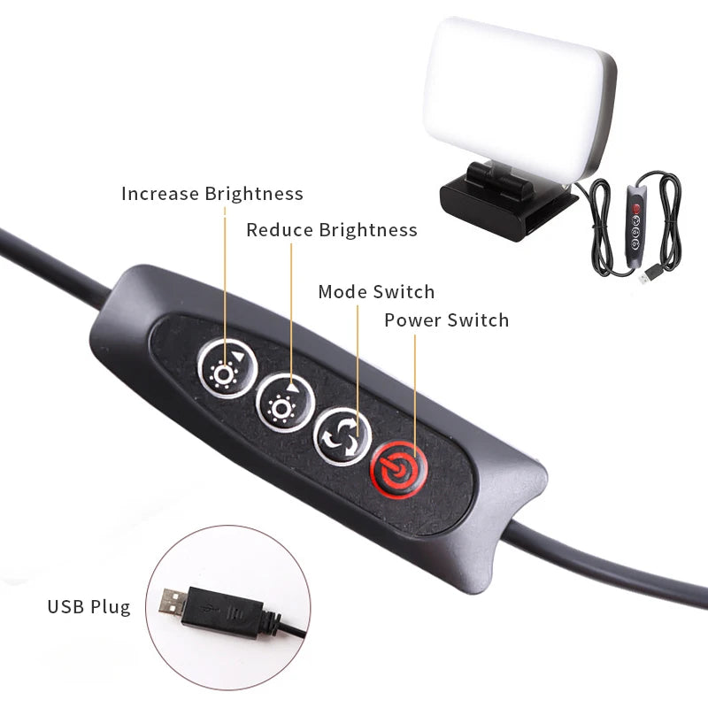 Video Conference 6500K Portable LED Video Light Cube Laptop Computer Webcam Light Zoom Call Lighting Clip for Live Streaming