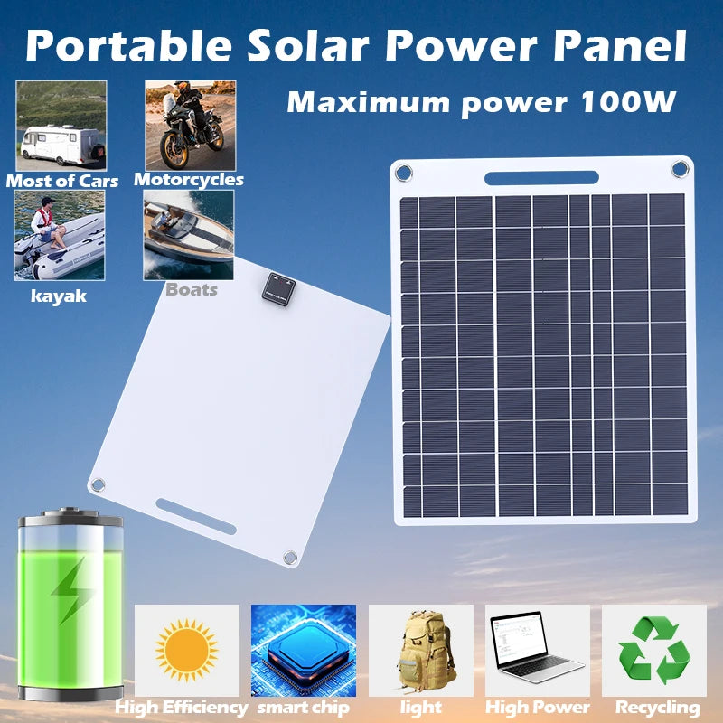 Portable Solar Phone Charger - 2 USB Ports 5V/2.4A Fast Charging for Outdoor Adventures & Emergency Power Supply